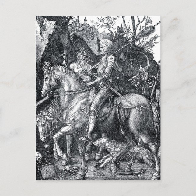 Ritter, Tod und Teufel - Albrecht Dürer Postkarte (Vorderseite)
