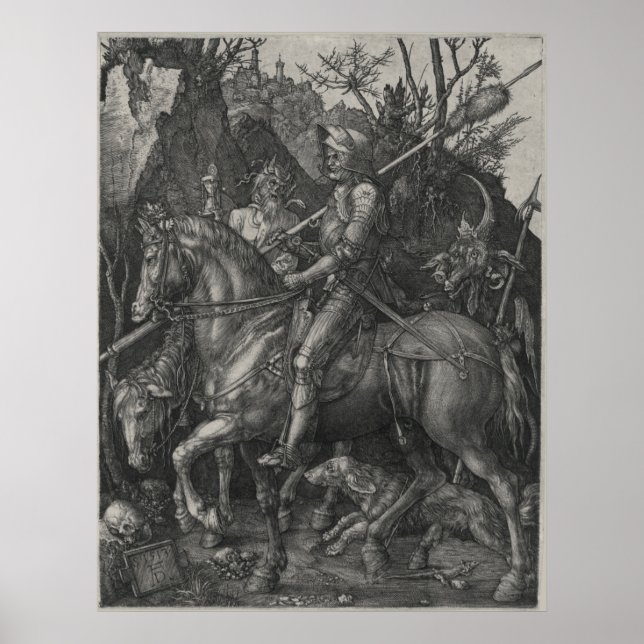 Ritter, Tod und Teufel durch Albrecht Durer Poster (Vorne)