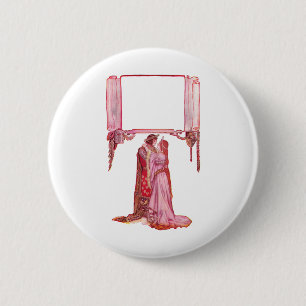 Ritter umarmt Lady Love Button