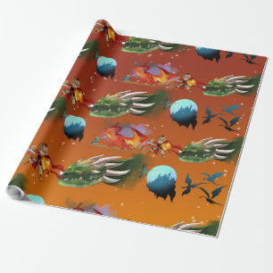 Ritter und Drachen Geschenkpapier