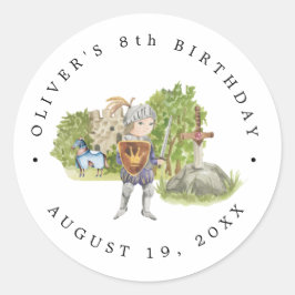 Ritter und Drachen | Königlicher Mittelalter Gebur Runder Aufkleber