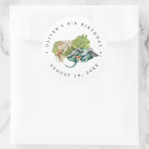 Ritter und Drachen   Königlicher Mittelalter Gebur Runder Aufkleber