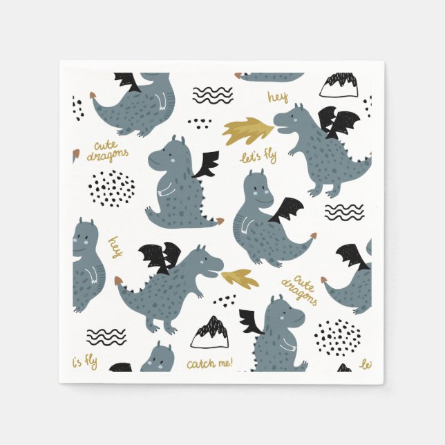 Ritter und Drachen | Mairytale Birthday Party Serviette (Vorderseite)