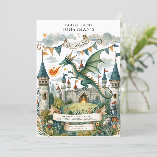 Ritter und Dragon Royal Medieval Junge Geburtstag Einladung (Von Creator hochgeladen)