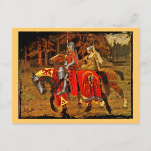 Ritter und Maid Ritterlichkeit Postkarte