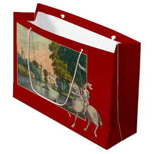 Ritter und Pferd im Rüstungs-Schloss hinten Große Geschenktüte