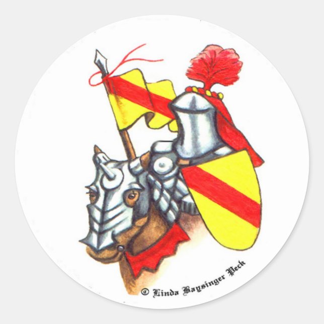 Ritter und Pferd Runder Aufkleber (Vorderseite)