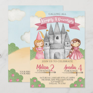Ritter und Prinzessin Geburtstagsparty Einladung P