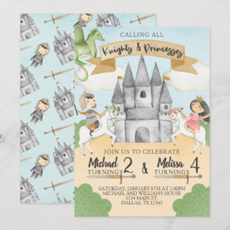 Ritter und Prinzessin zum Geburtstag Einladung Ges