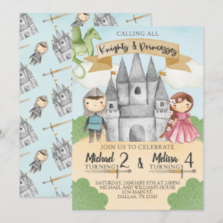 Ritter und Prinzessin zum Geburtstag Einladung Ges