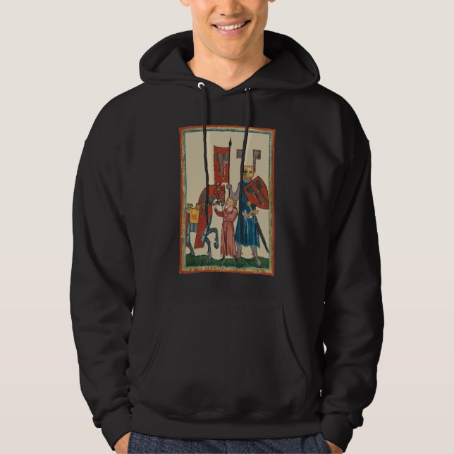 Ritter und Squire, mittelalterliche Kunst des 14.  Hoodie (Vorderseite)