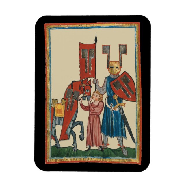 Ritter und Squire, mittelalterliche Kunst des 14.  Magnet (Vertikal)