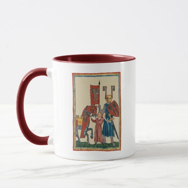 Ritter und Squire, mittelalterliche Kunst des 14.  Tasse (Links)
