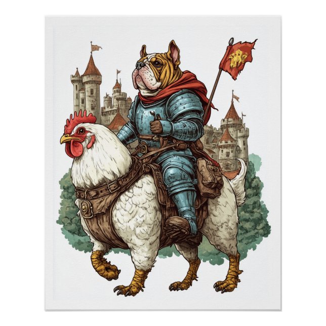Ritter-Welpe � Mittelalterlicher Held Hund Poster (Vorderseite)