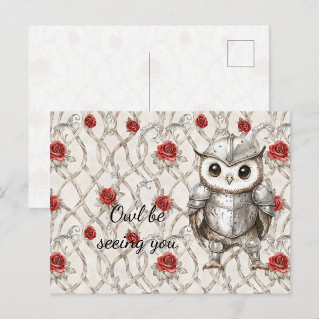 Rittereule Schimmernde Rüstung Rosen Wir Werden Un Postkarte (Vorne/Hinten)