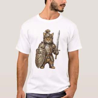 Ritterkatze in goldener Rüstung T-Shirt