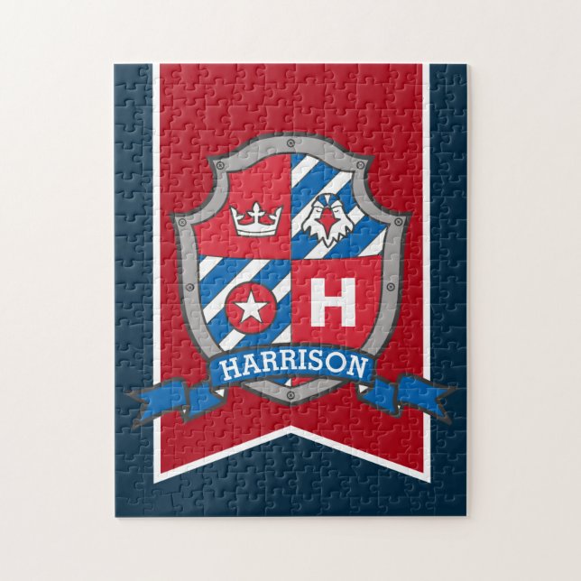 Ritterprinz Wappen personalisierter Adler Puzzle (Vertikal)