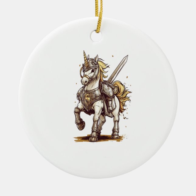 Ritterrüstung Einhorn (1) Keramik Ornament (Vorne)