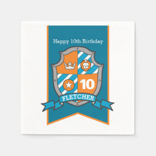 Ritterschild 10. Geburtstag mittelalterliche Party Serviette