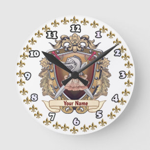 Ritterschild Nachname Runde Wanduhr