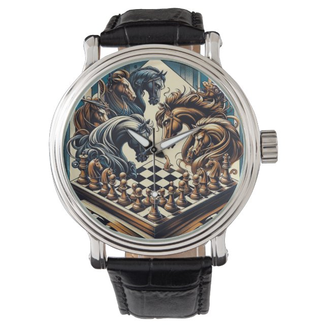 Ritterspiel - Schach trifft Fantasie Armbanduhr (Vorderseite)