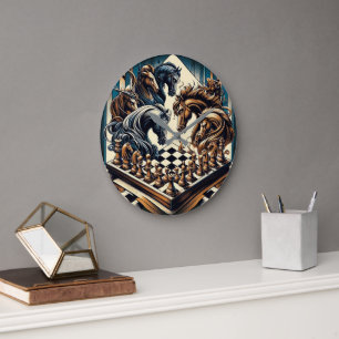 Ritterspiel - Schach trifft Fantasie Große Wanduhr