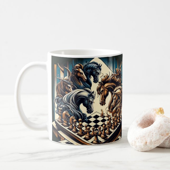 Ritterspiel - Schach trifft Fantasie Kaffeetasse (Mit Donut)