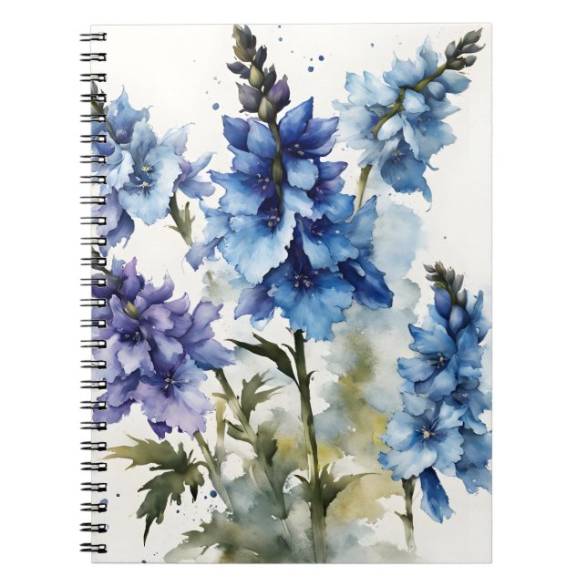 Rittersporn - Aquarellblumen Notizblock (Vorderseite)