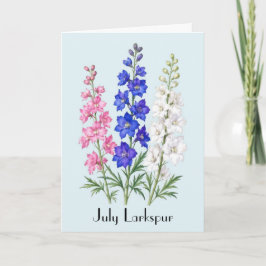 Rittersporn-Blumen-Grußkarte Juli Karte