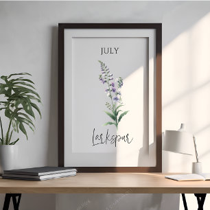 Rittersporn-Blumen zum Juli-Geburtsmonat Poster
