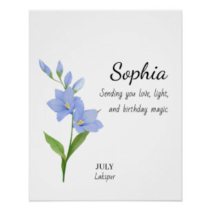 Rittersporn Personalisierter Geburtstag Juli Poster