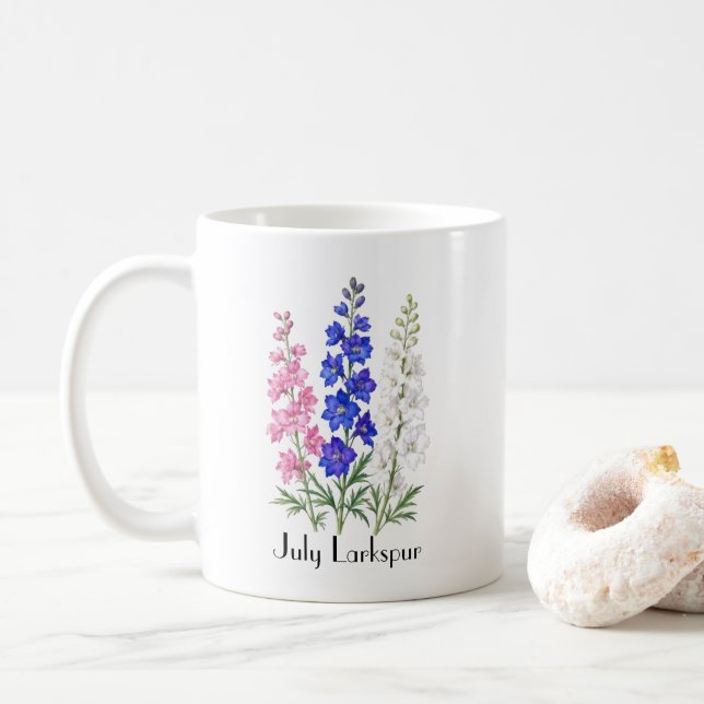 Ritterspornblumen im Juli Kaffeetasse (Mit Donut)