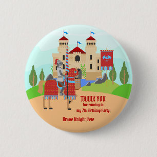 Ritterturnier im Mittelalter Geburtstagsparty Button