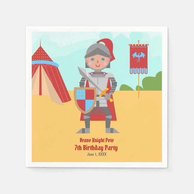 Ritterturnier im Mittelalter Geburtstagsparty Serviette (Vorderseite)