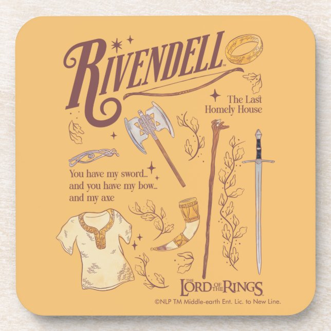 RIVENDELL™ Aquarell-Collage-Grafik Getränkeuntersetzer (Vorderseite)