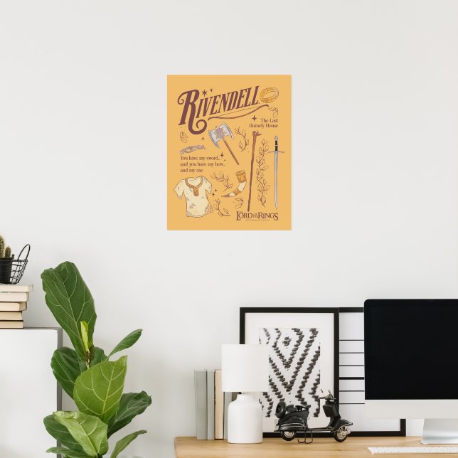 RIVENDELL™ Aquarell-Collage-Grafik Poster (Heimbüro)