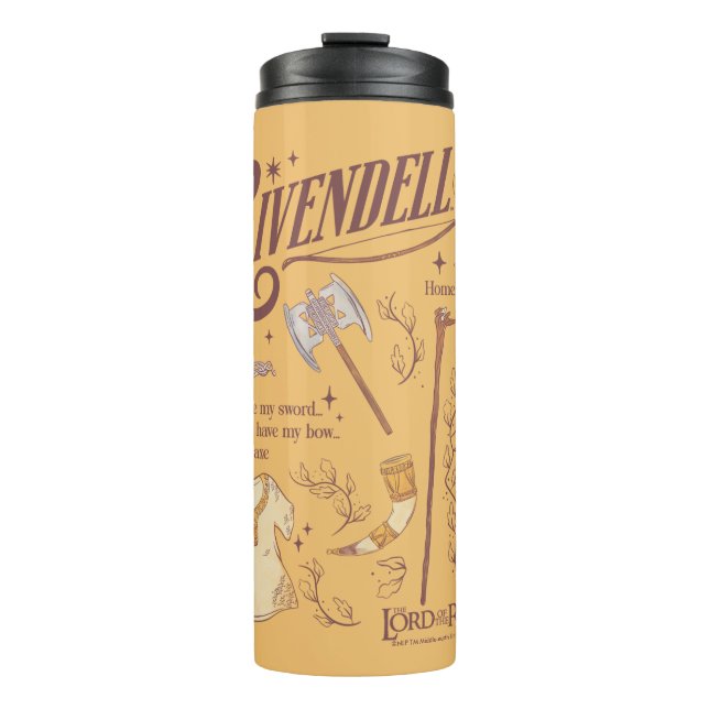RIVENDELL™ Aquarell-Collage-Grafik Thermosbecher (Vorderseite)