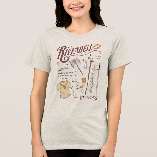 RIVENDELL™ Aquarell-Collage-Grafik Tri-Blend Shirt (Vorderseite)