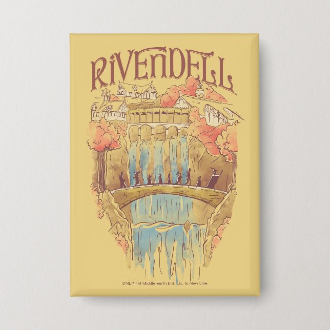 RIVENDELL™ Fellowship Wasserfarben-Illustration Button (Vorderseite)
