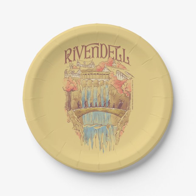 RIVENDELL™ Fellowship Wasserfarben-Illustration Pappteller (Vorderseite)