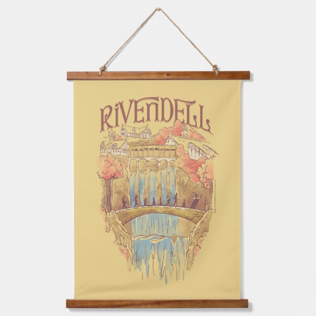 RIVENDELL™ Fellowship Watercolor Illustration Wandteppich Mit Holzrahmen (Vorderseite)