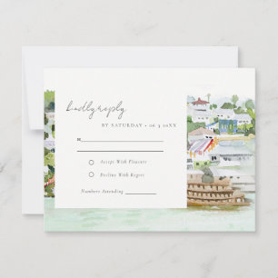 River Cruise Country Landschaft Hochzeit Wasserfar RSVP Karte