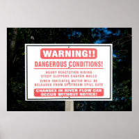 River Dam Warning Sign Print