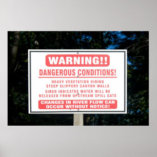 River Dam Warning Sign Print Poster