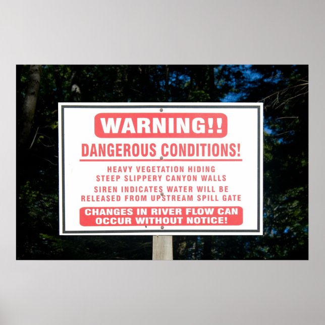 River Dam Warning Sign Print Poster (Vorne)