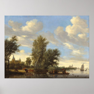 River Ferry - Salomon van Ruysdael Kunstgewerbe Poster