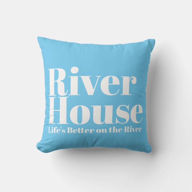River House Decorative Outdoor Throw Kissen - Blau (Vorderseite)