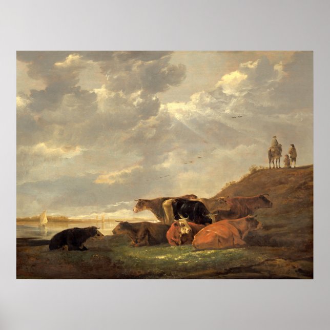 River Landscape - Aelbert Cuyp Fine Art Poster (Vorne)