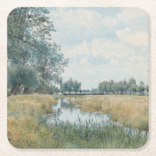 River Landscape near St. Ives, Huntingdonshire Rechteckiger Pappuntersetzer