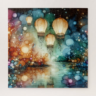River Lanterns Alcohol Ink Puzzle